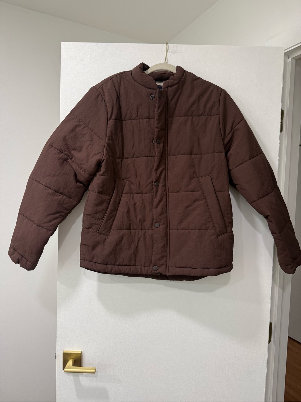 Abercrombie & Fitch Relaxed Puffer in Brown and Cream